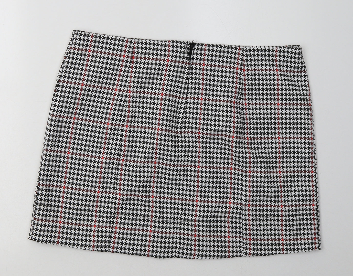 New Look Womens Black Geometric Polyester A-Line Skirt Size 16   Zip