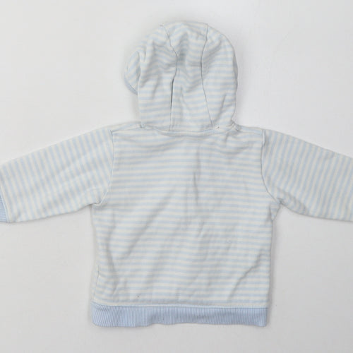 Marks and Spencer Boys Blue Striped Cotton Pullover Jumper Size 3-6 Months  Button