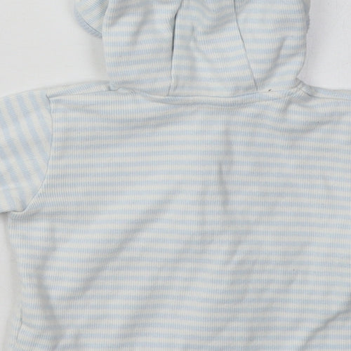 Marks and Spencer Boys Blue Striped Cotton Pullover Jumper Size 3-6 Months  Button