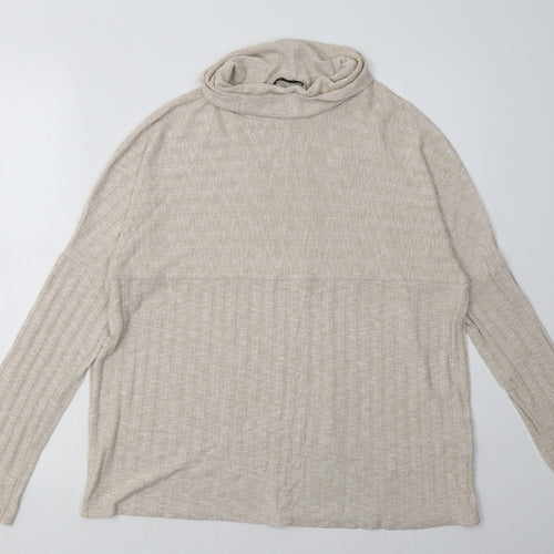 Sainsburys Womens Beige Striped Polyester Pullover Sweatshirt Size 10  Pullover