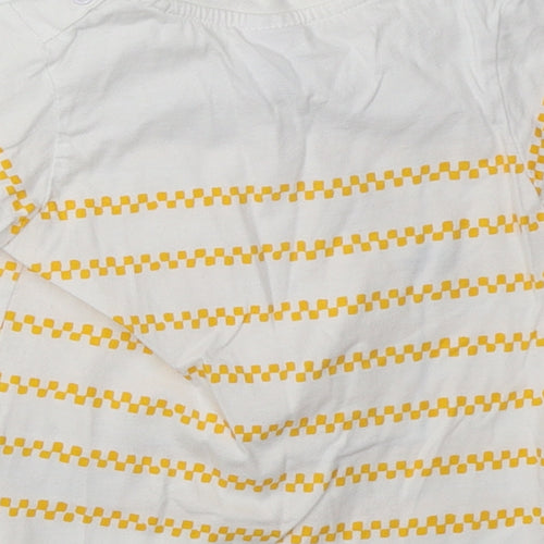 newness Boys Yellow Striped Cotton Basic T-Shirt Size 12 Months Crew Neck Buckle