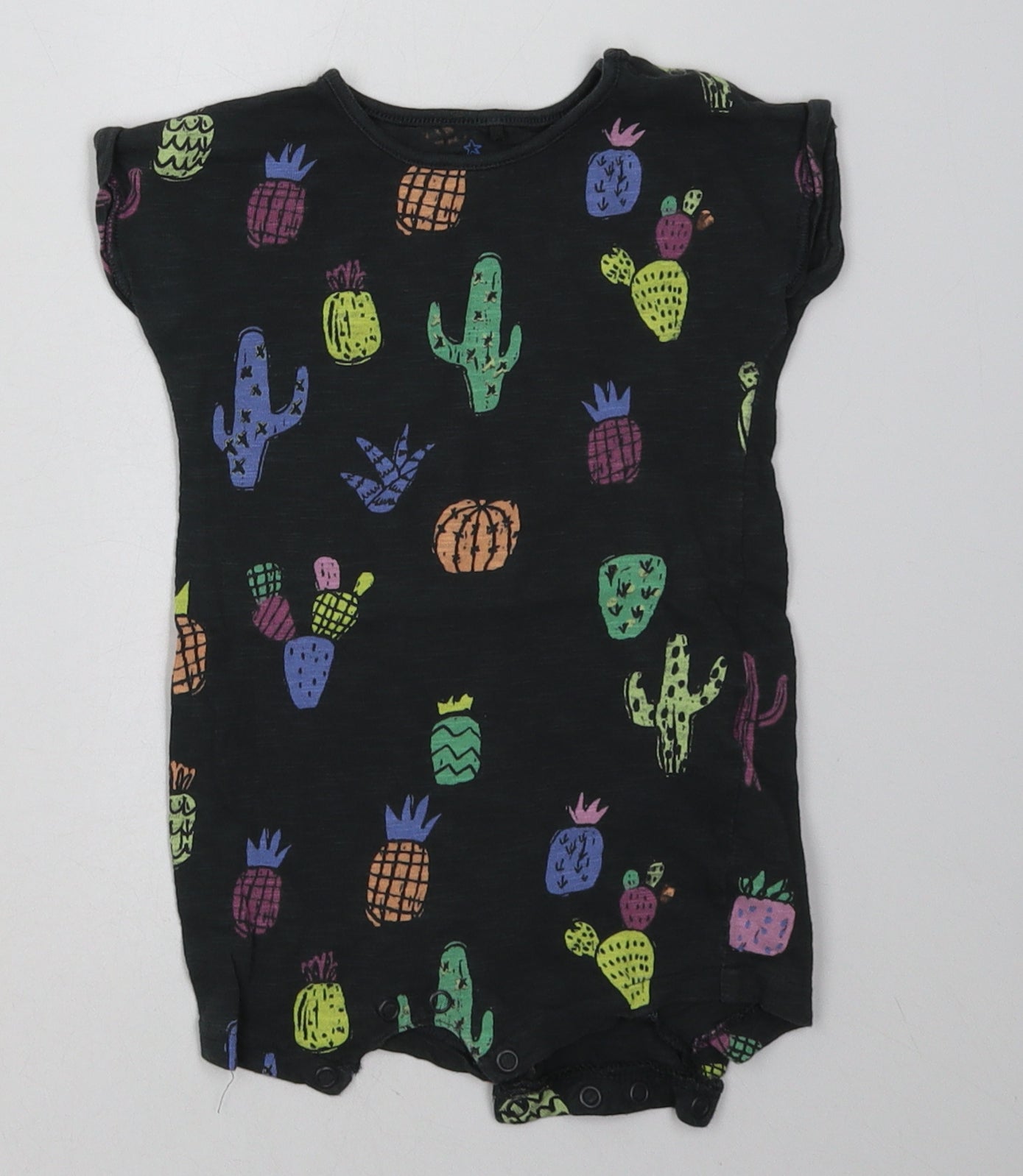 NEXT Baby Grey Geometric Cotton Romper One-Piece Size 9-12 Months  Buckle - Cactus Print