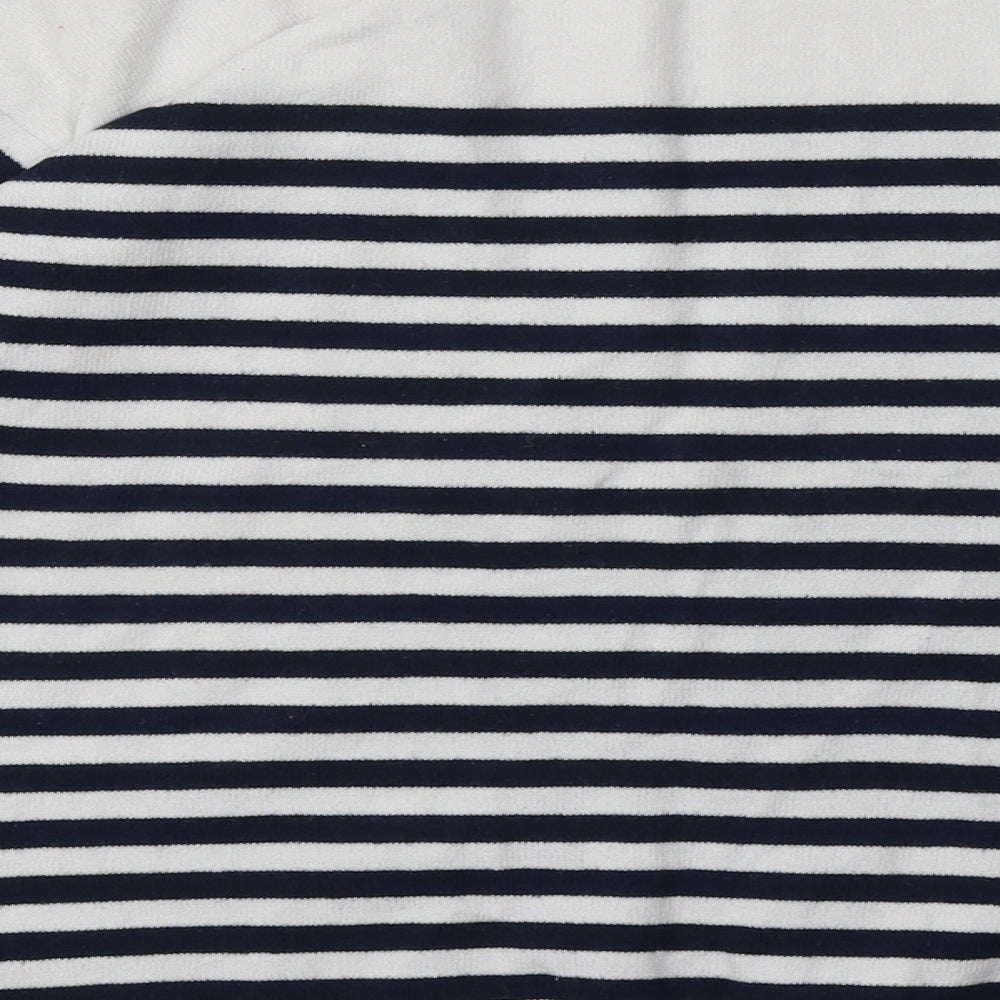 Vertbaudet Girls Blue Striped Cotton Basic Casual Size 12-13 Years Crew Neck Pullover