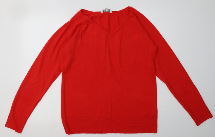 Peacocks Womens Red Acrylic Pullover Sweatshirt Size 18 Pullover