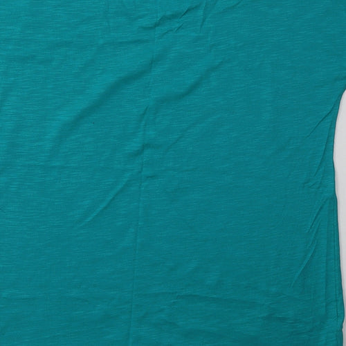 Encuentro Womens Green  Cotton Basic T-Shirt Size M Boat Neck