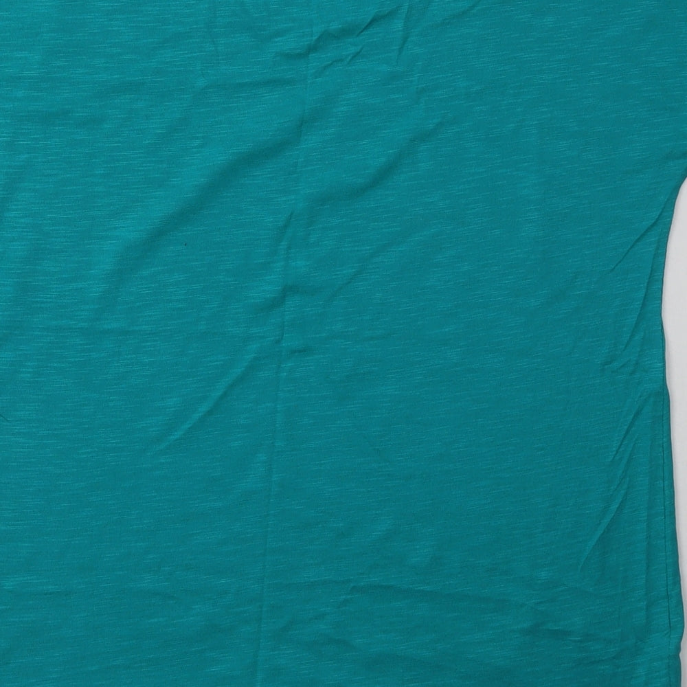 Encuentro Womens Green  Cotton Basic T-Shirt Size M Boat Neck