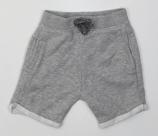 Front view of Nutmeg boys’ grey cotton shorts outfit/set, size 12-18, months tie