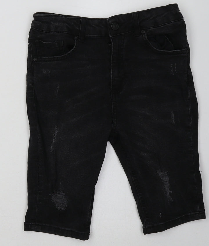 River Island Boys Black  Cotton Bermuda Shorts Size 9-10 Years  Regular Buckle