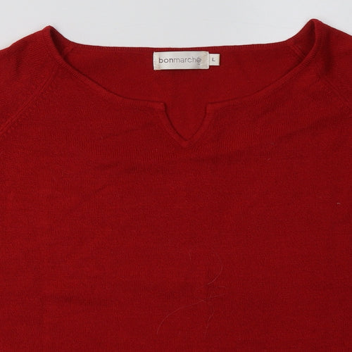 Bonmarché Womens Red  Acrylic Pullover Sweatshirt Size L  Pullover