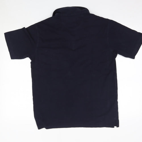 M&S Mens Blue  Cotton  Polo Size M Collared