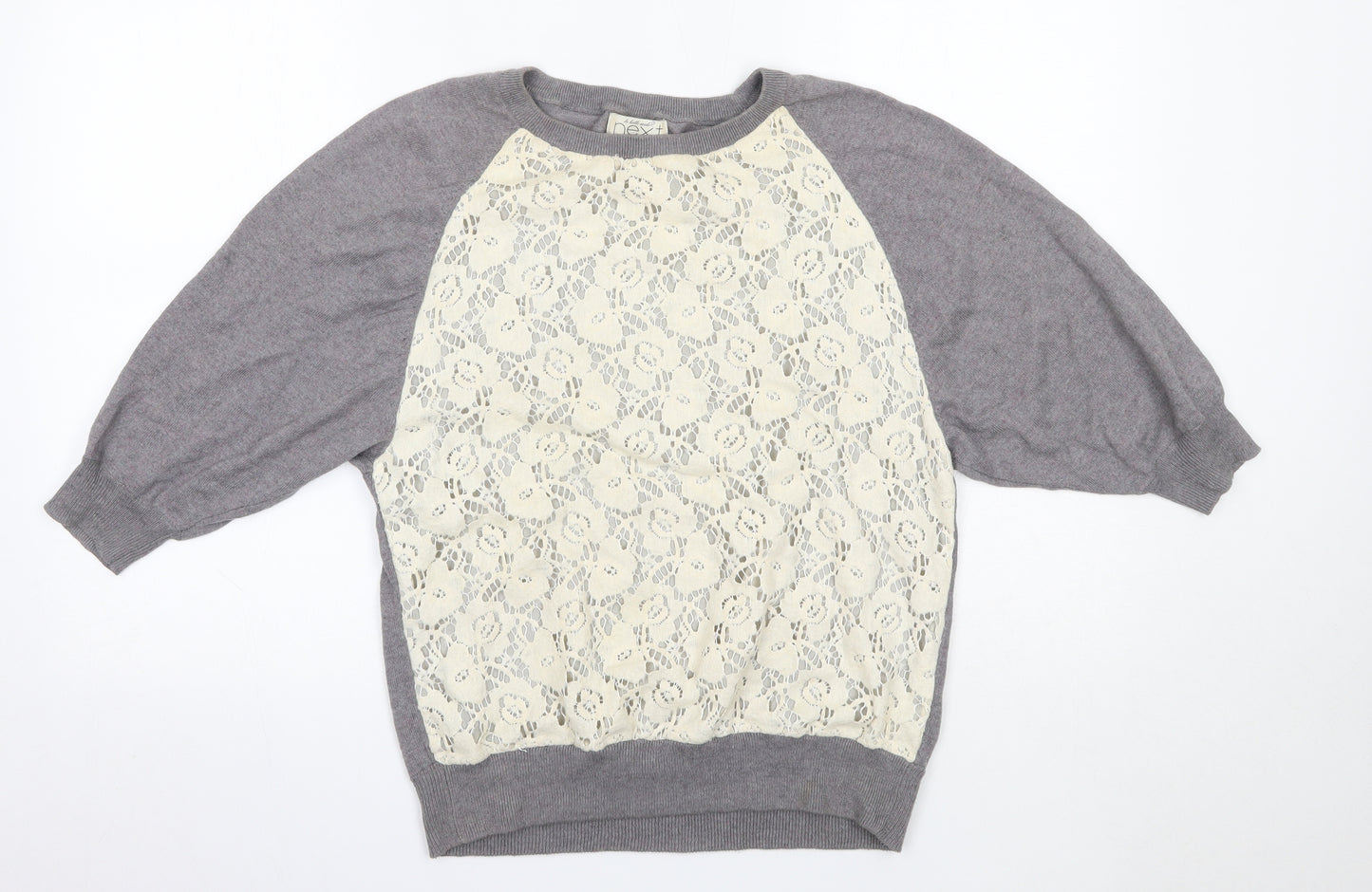 NEXT Womens Grey Round Neck  Cotton Pullover Jumper Size 6