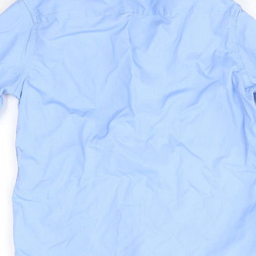M&S Boys Blue  Cotton Basic Button-Up Size 8-9 Years Collared  - School