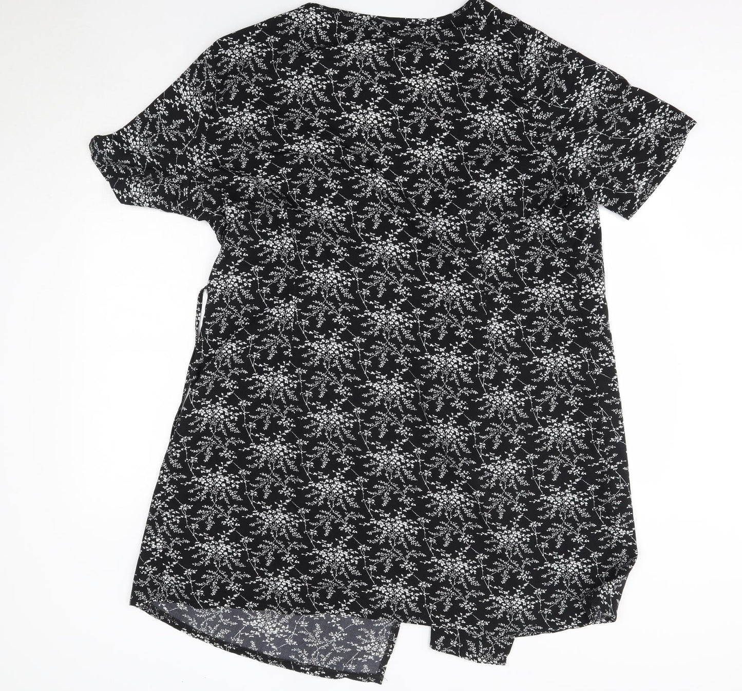 Boohoo Womens Black V-Neck Floral Polyester Cardigan Jumper Size 20