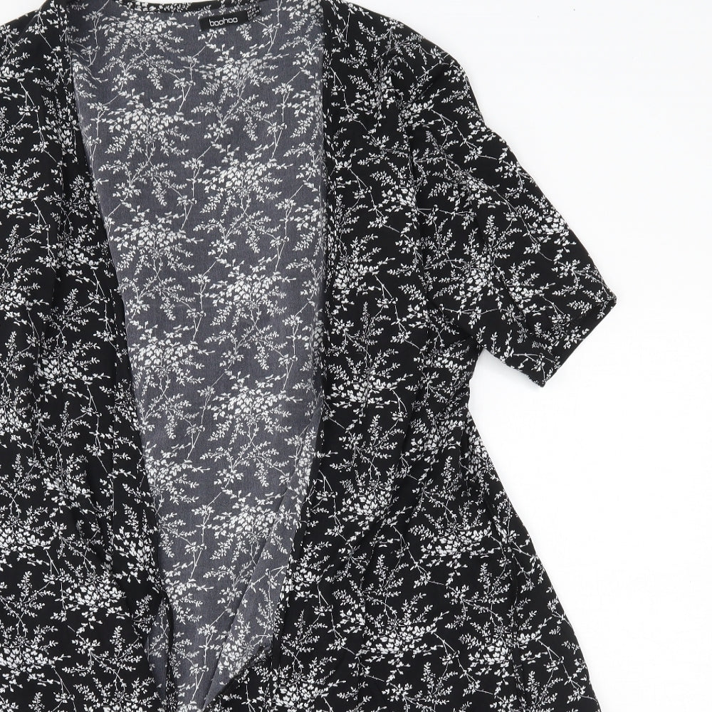 Boohoo Womens Black V-Neck Floral Polyester Cardigan Jumper Size 20