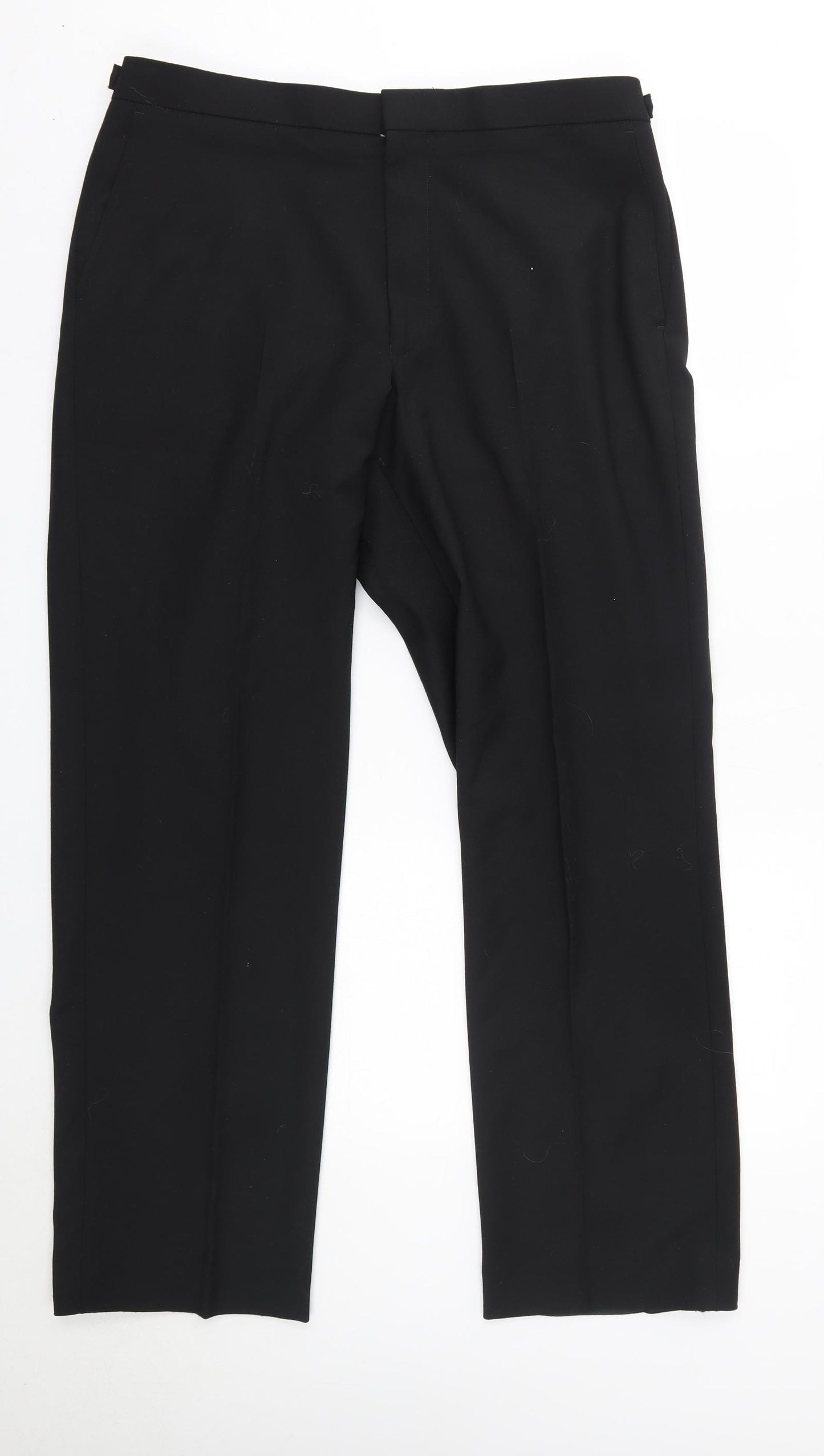 M&S Mens Black  Polyester Dress Pants Trousers Size 36 in L31 in Regular