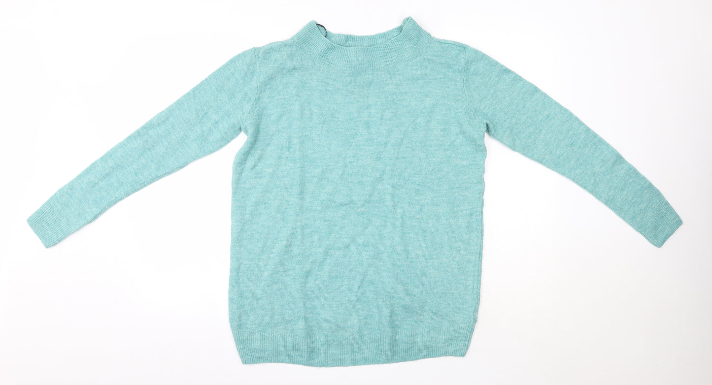H&M Womens Green High Neck  Acrylic Pullover Jumper Size M