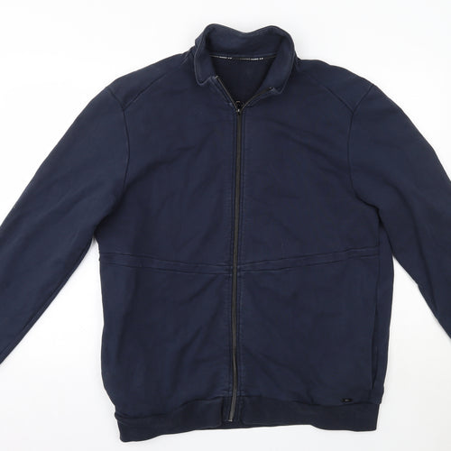 Preworn Mens Blue High Neck  Cotton Full Zip Jumper Size XL