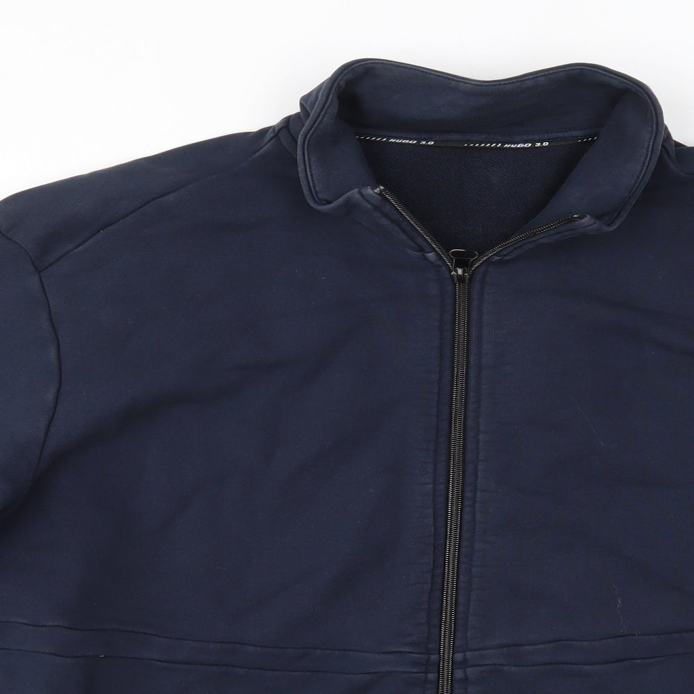 Preworn Mens Blue High Neck  Cotton Full Zip Jumper Size XL