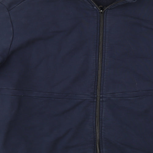 Preworn Mens Blue High Neck  Cotton Full Zip Jumper Size XL