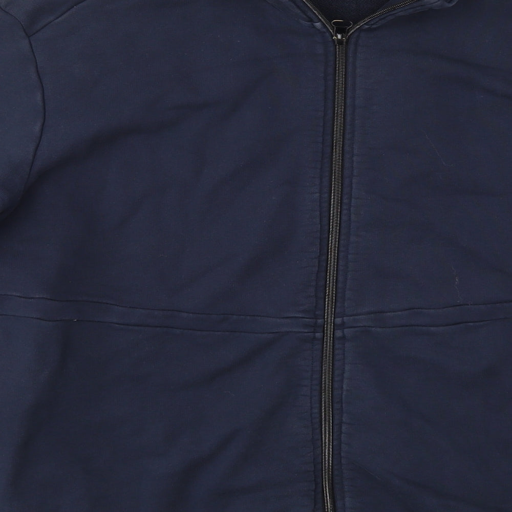 Preworn Mens Blue High Neck  Cotton Full Zip Jumper Size XL