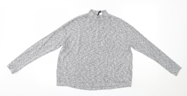 H&M Womens Grey High Neck Polyester Pullover Jumper Size XS