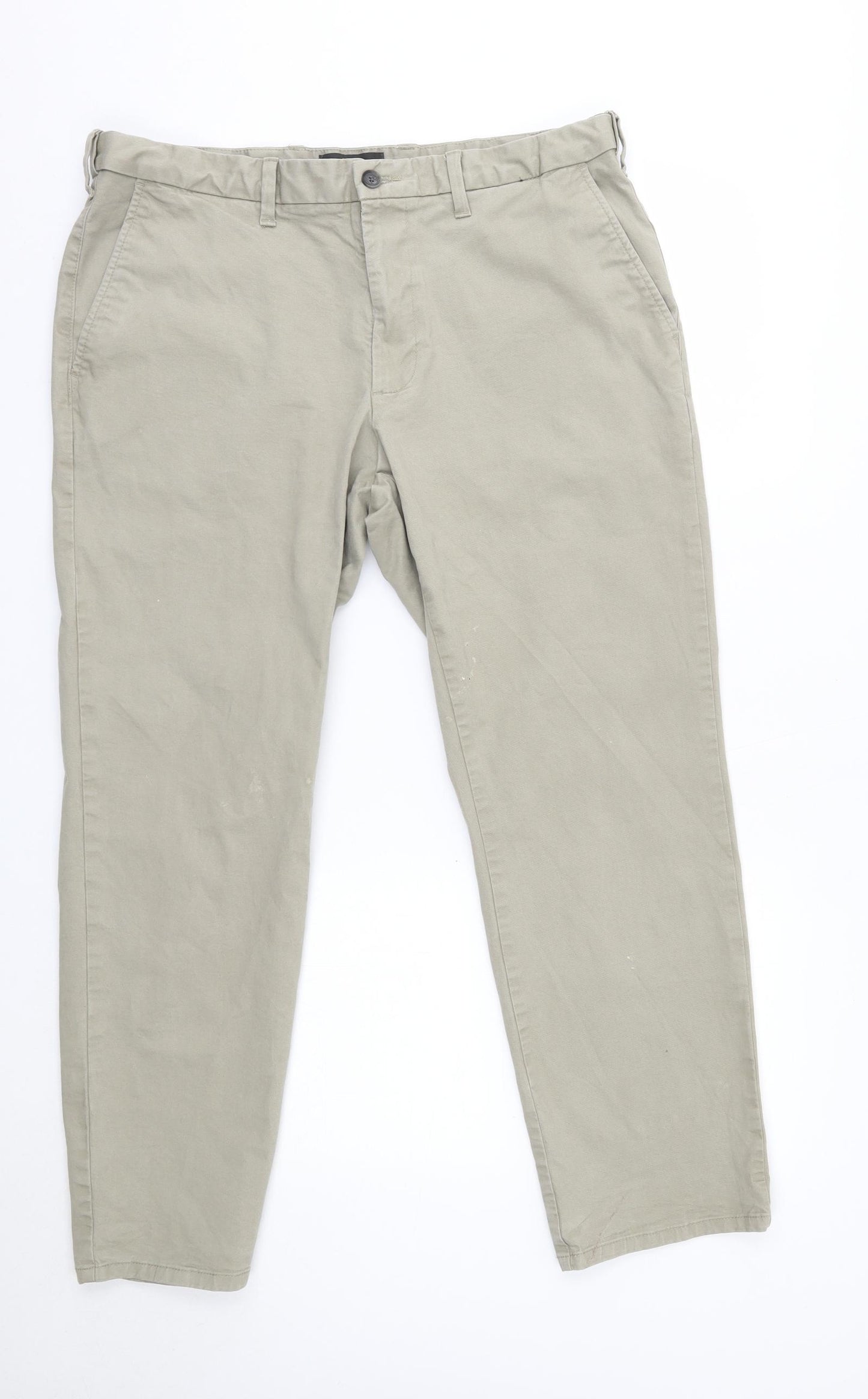 M&S Mens Beige  Cotton Trousers  Size 36 in L29 in Regular