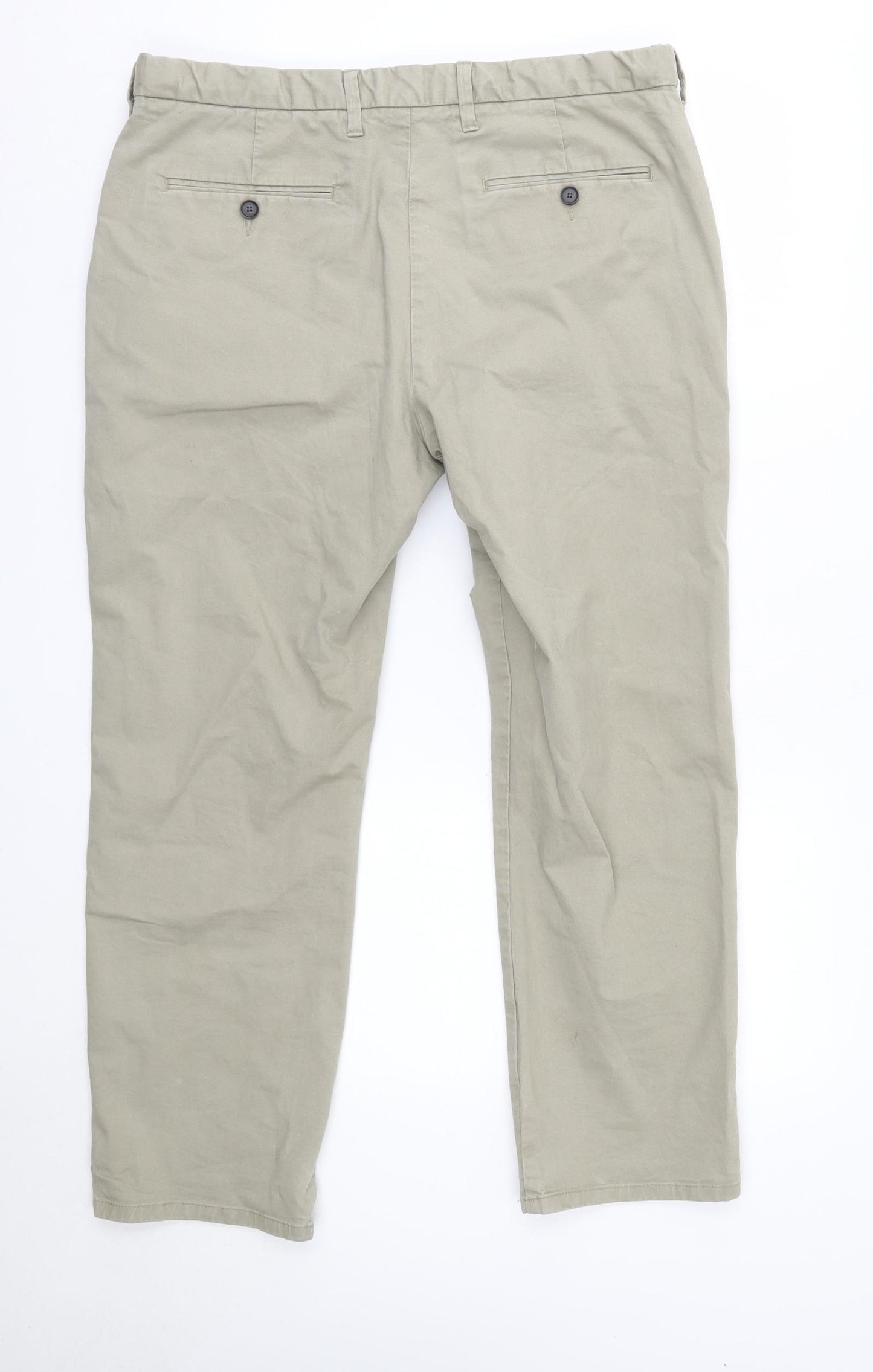 M&S Mens Beige  Cotton Trousers  Size 36 in L29 in Regular