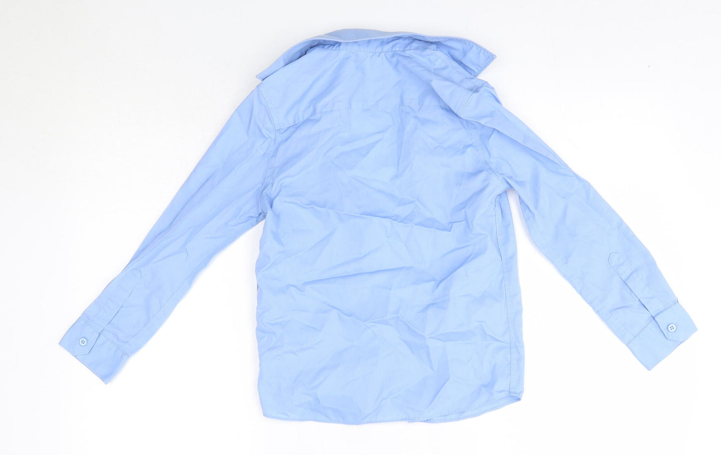 M&S Boys Blue  Cotton Basic Button-Up Size 8-9 Years Collared  - School