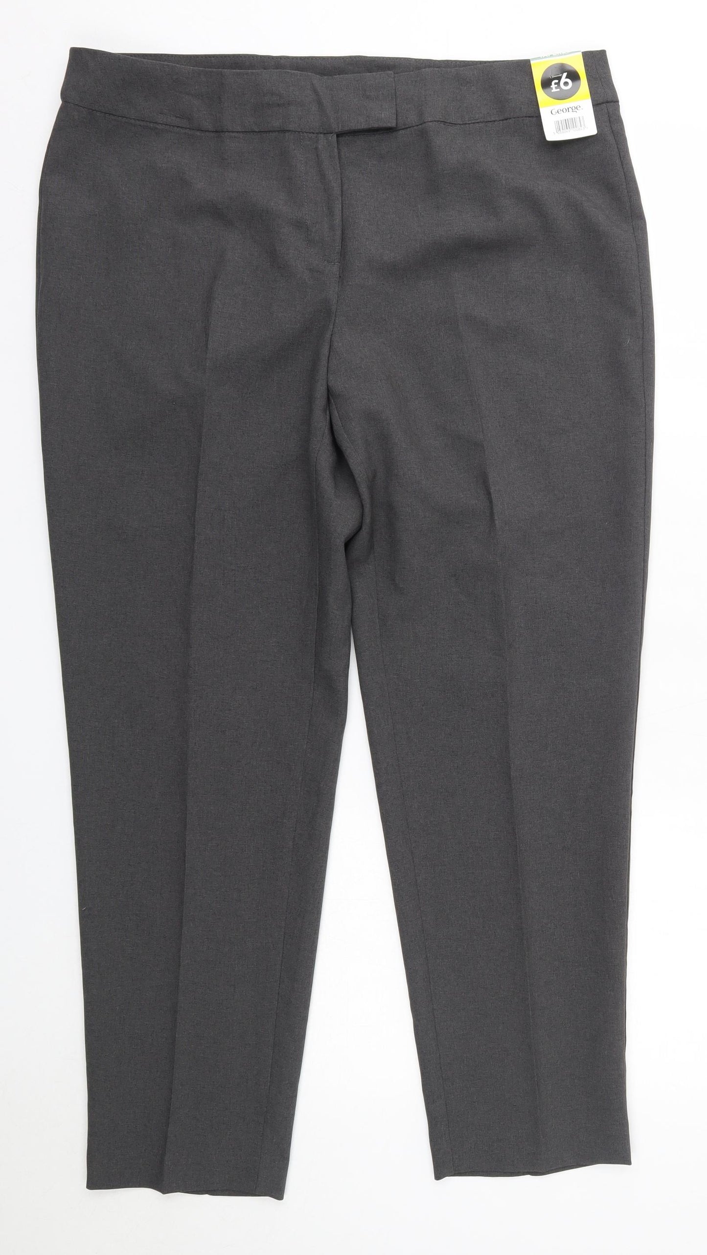 George Womens Grey  Polyester Dress Pants Trousers Size 16 L28 in Regular