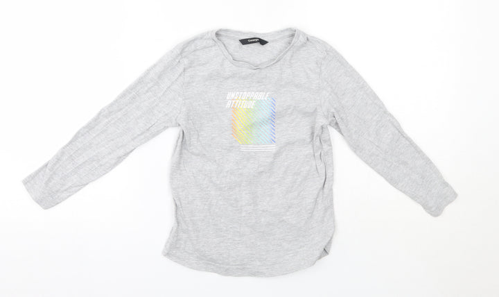 George Boys Grey Cotton Basic Casual Size 4-5 Years Round Neck