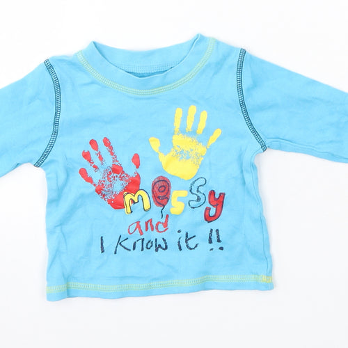 George Baby Blue  100% Cotton Basic Casual Size 3-6 Months Round Neck