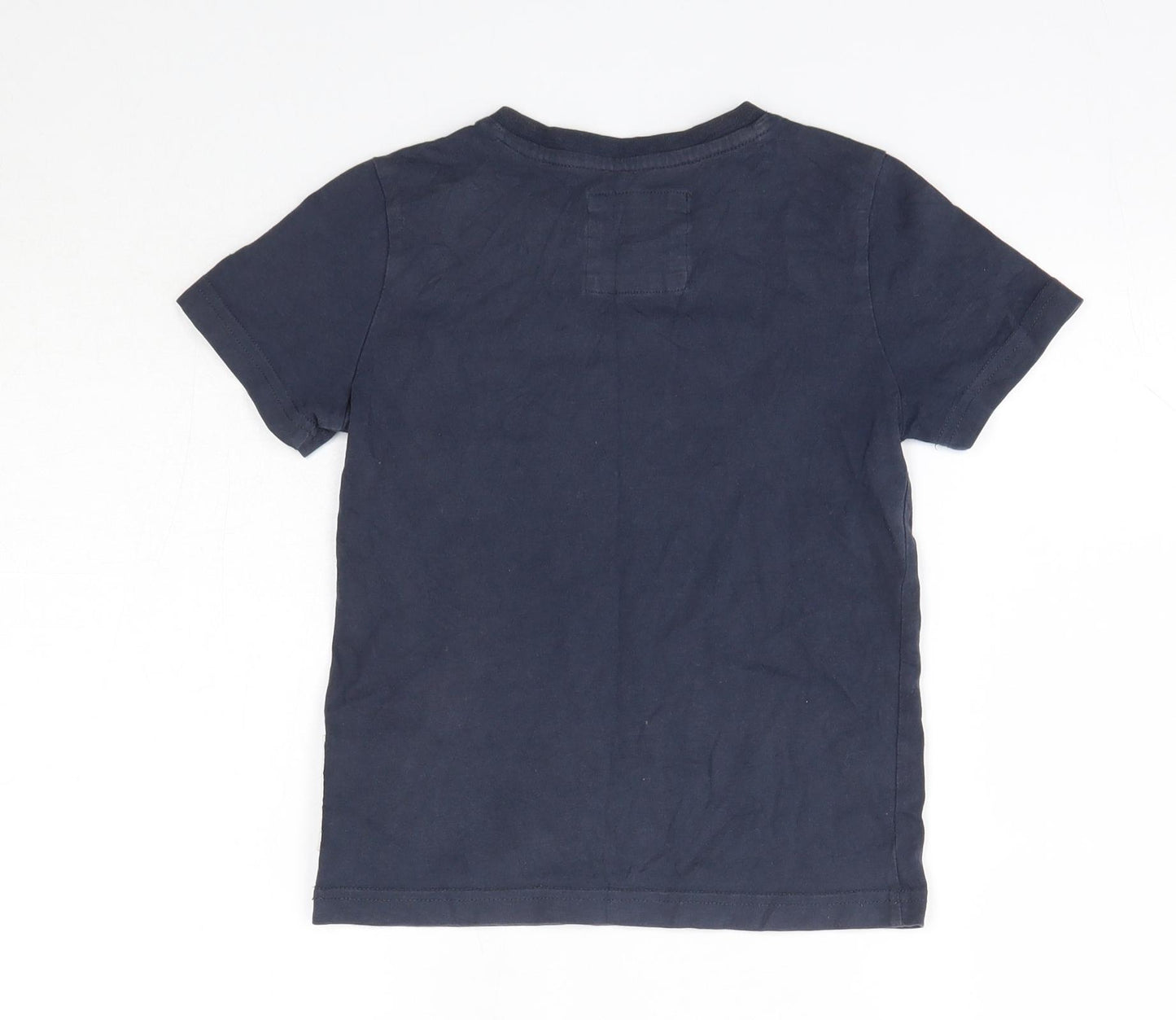 Fat Face Boys Blue  Cotton Basic T-Shirt Size 4-5 Years Round Neck  - Shark