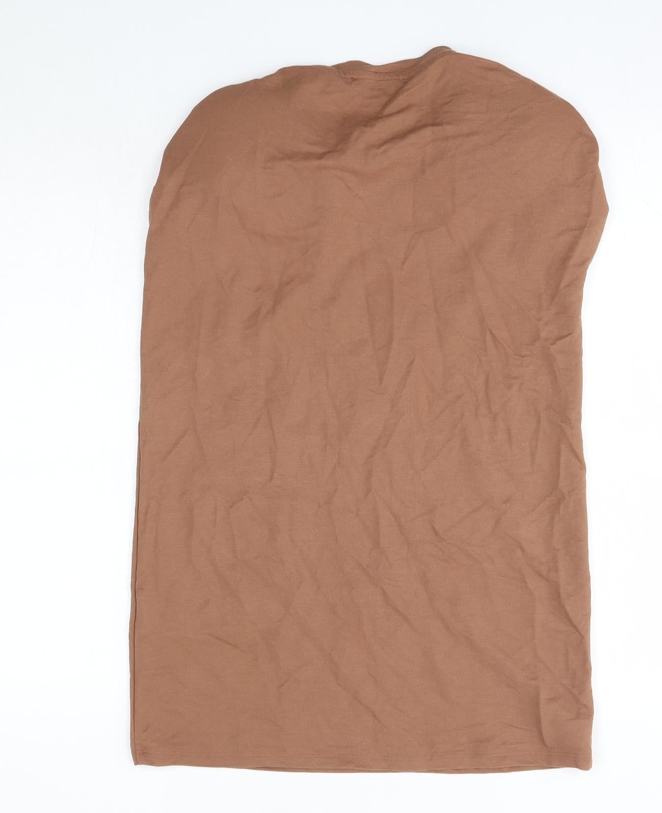 Primark Womens Brown  Viscose T-Shirt Dress  Size XS  Round Neck  - Padded Shoulders