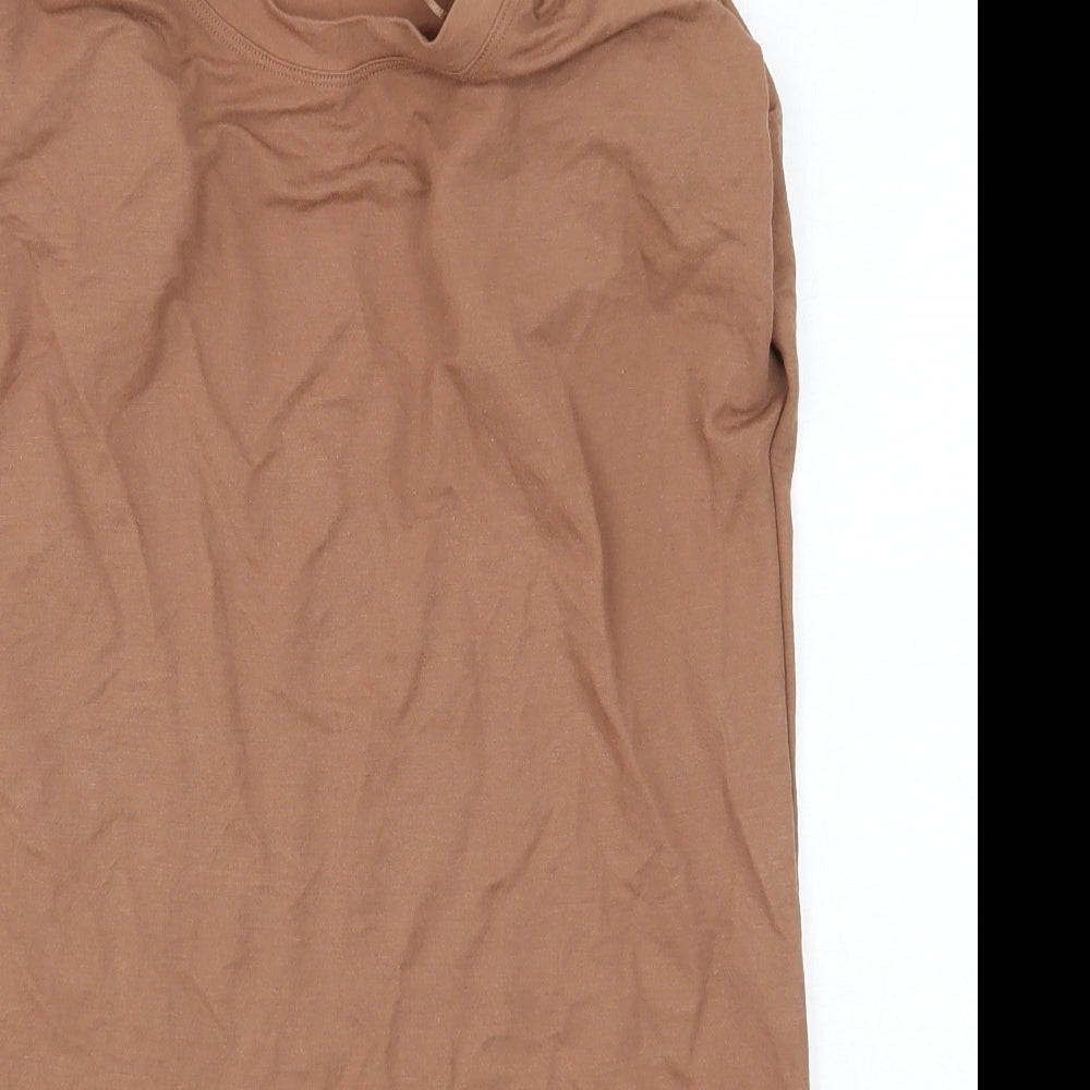 Primark Womens Brown  Viscose T-Shirt Dress  Size XS  Round Neck  - Padded Shoulders