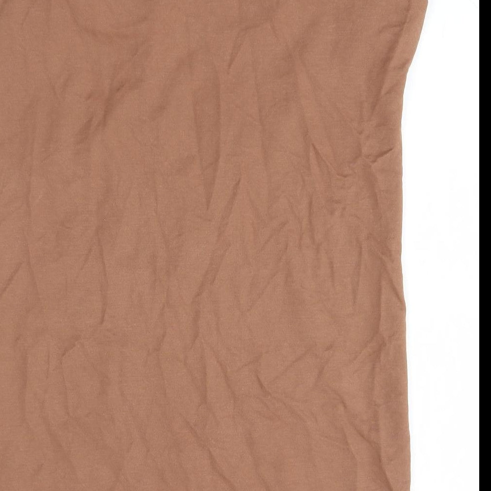 Primark Womens Brown  Viscose T-Shirt Dress  Size XS  Round Neck  - Padded Shoulders