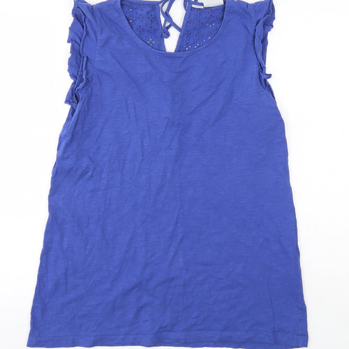 Mama Licous Womens Blue  Cotton Basic Blouse Size M Round Neck