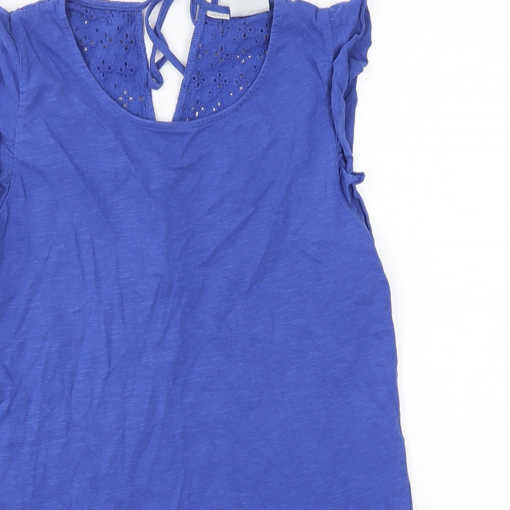 Mama Licous Womens Blue  Cotton Basic Blouse Size M Round Neck