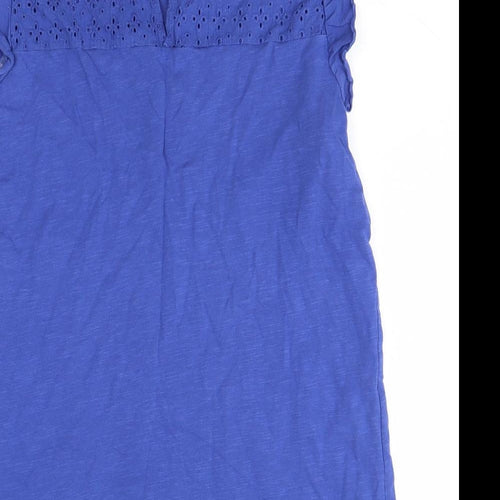 Mama Licous Womens Blue  Cotton Basic Blouse Size M Round Neck