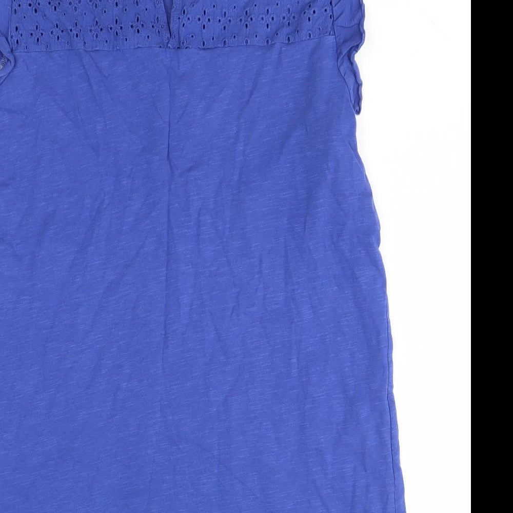 Mama Licous Womens Blue  Cotton Basic Blouse Size M Round Neck
