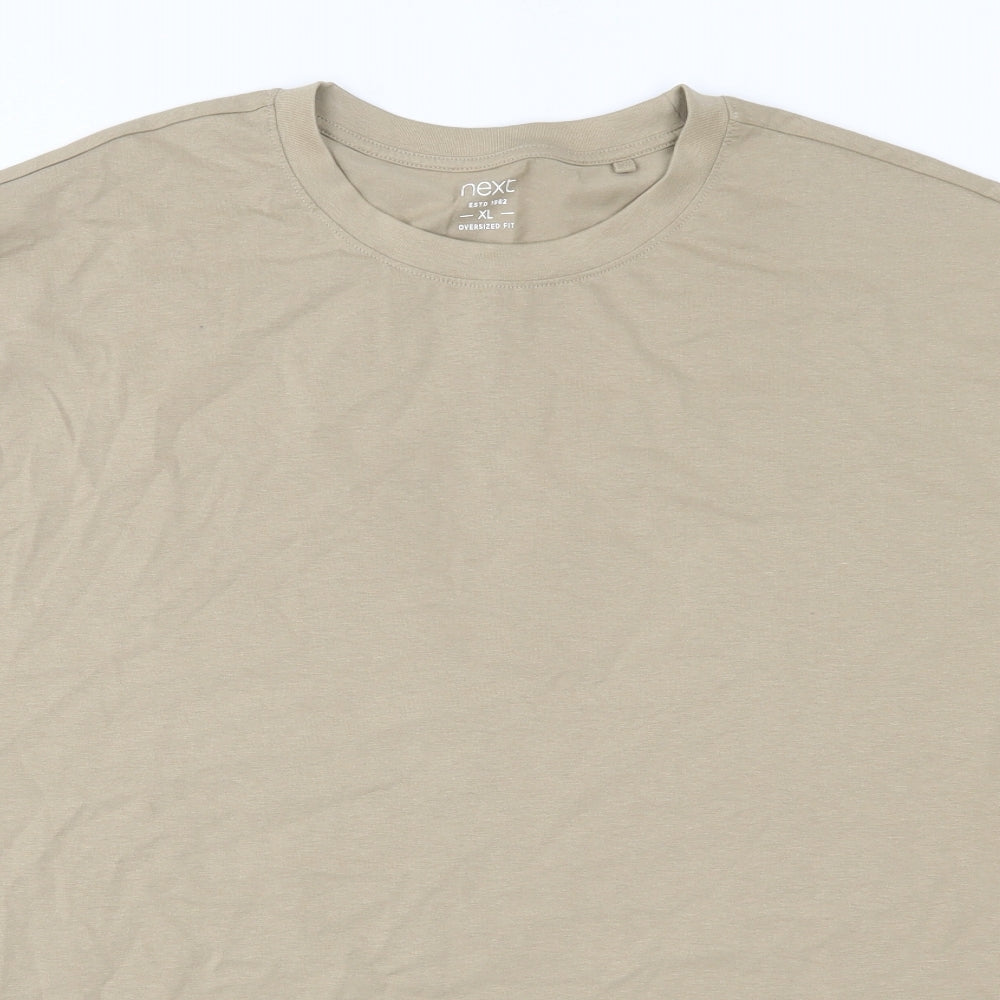 NEXT Mens Brown  Cotton  T-Shirt Size XL Round Neck  - Oversized