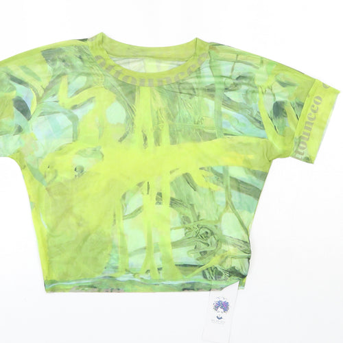 Do My Self Womens Green  Polyester Basic Blouse Size L Round Neck