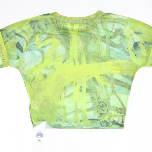Do My Self Womens Green  Polyester Basic Blouse Size L Round Neck