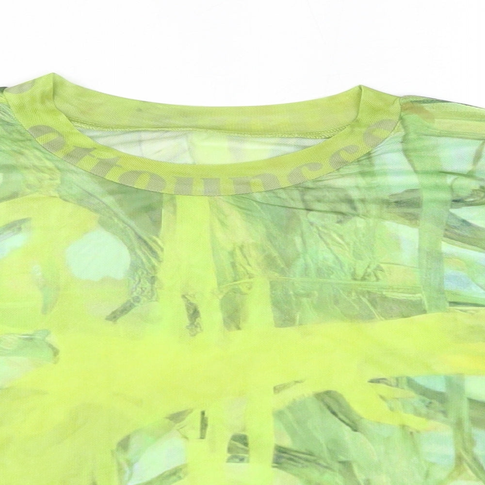Do My Self Womens Green  Polyester Basic Blouse Size L Round Neck