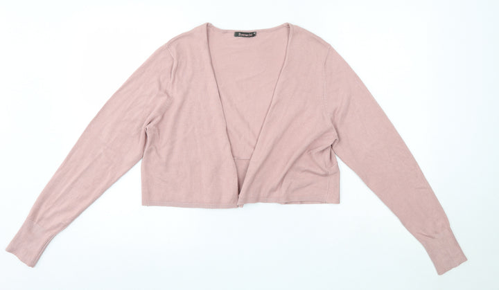 Bonmarché Womens Pink V-Neck Viscose Cardigan Jumper Size M