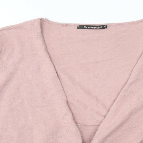 Bonmarché Womens Pink V-Neck  Viscose Cardigan Jumper Size M