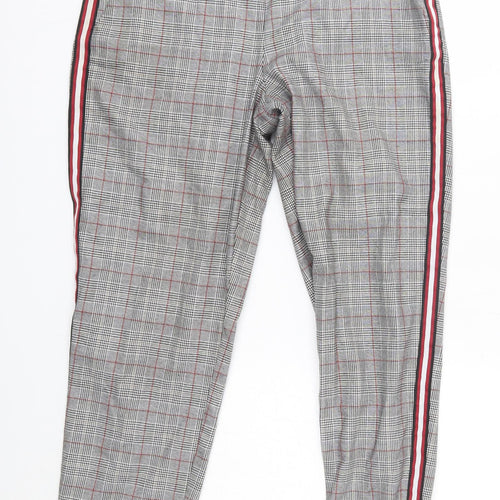 Primark Womens Grey Check Polyester Dress Pants Trousers Size 8 L25 in Regular