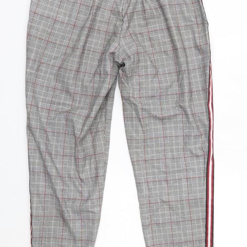 Primark Womens Grey Check Polyester Dress Pants Trousers Size 8 L25 in Regular