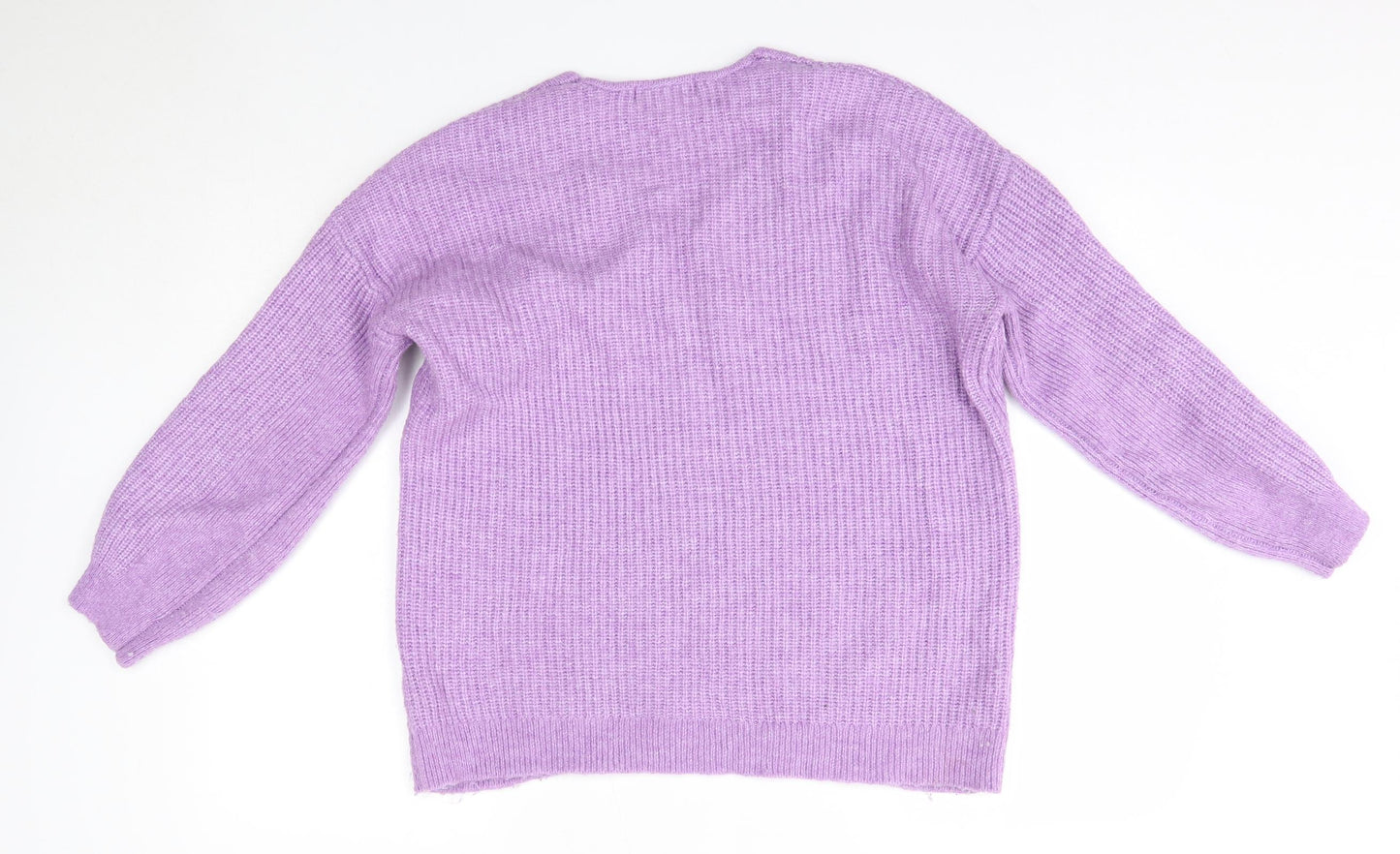 M&S Womens Purple V-Neck  Acrylic Pullover Jumper Size L