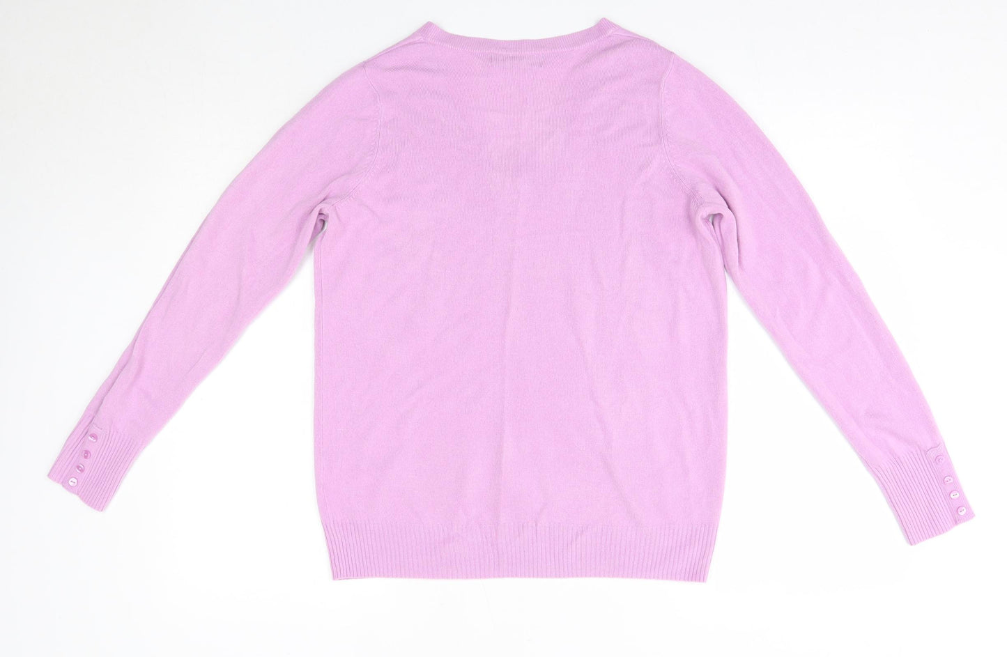 M&S Womens Purple V-Neck  Acrylic Pullover Jumper Size 12