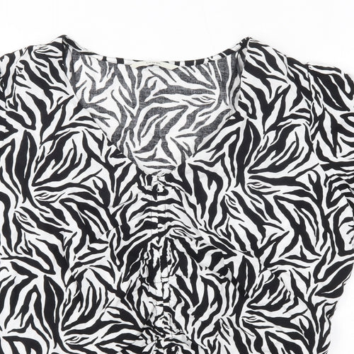 George Womens Black Striped Viscose Basic Blouse Size 16 V-Neck